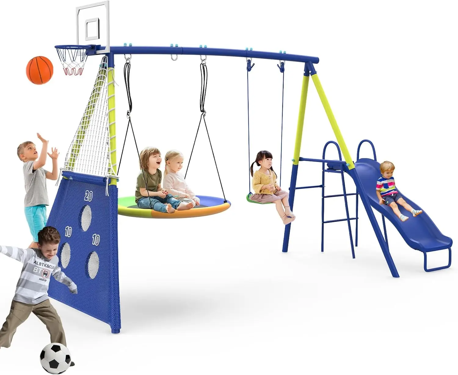 Kids Outdoor Swing Set With Slide - Ayunan Taman untuk Halaman Belakang dengan