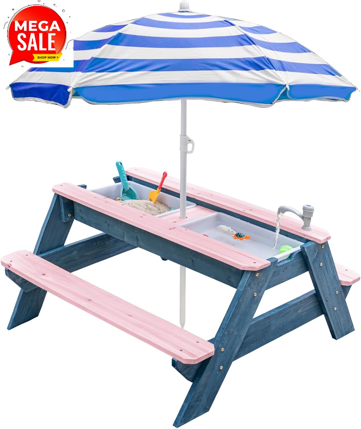 Kids Outdoor Table With Umbrella - Meja Pasir & Air 3-in-1 untuk