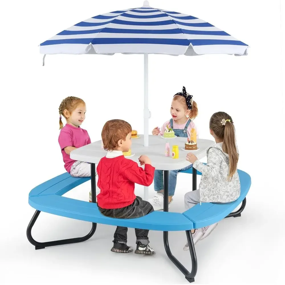 Kids Outdoor Table With Umbrella - Meja Piknik Anak 8 Orang dengan