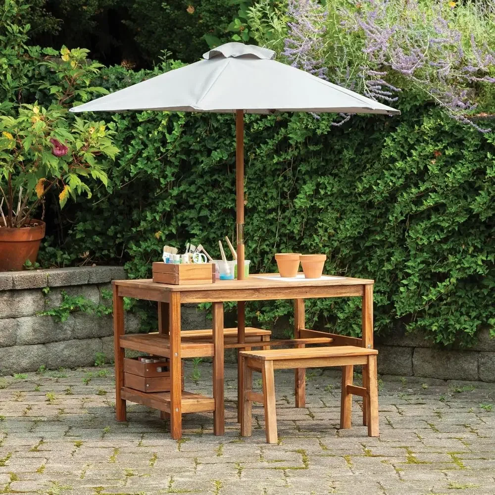 Kids Outdoor Table With Umbrella - Set Meja Aktivitas Anak Luar Ruangan,