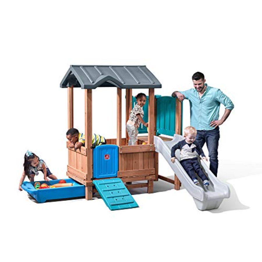 Kids Outdoor Swing Set With Slide - Rumah Bermain Petualangan Hutan & Perosotan,