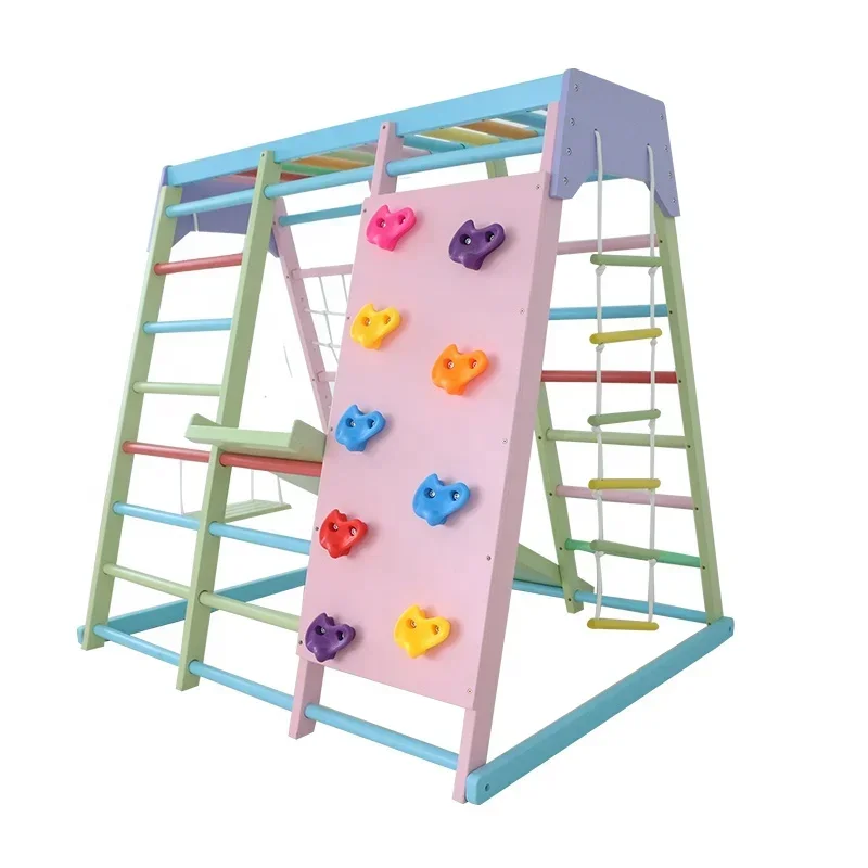 Kids Outdoor Swing Set With Slide - Perlengkapan Panjat Kayu Anak untuk Dalam