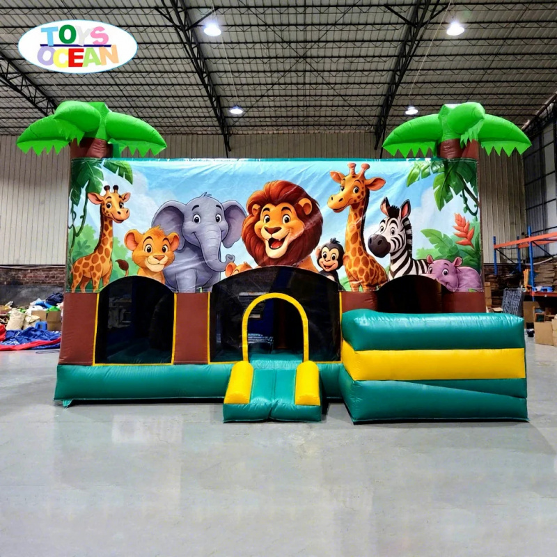 Kids Outdoor Bounce House - Rumah Loncat Tiup Bertema Hutan Hewan