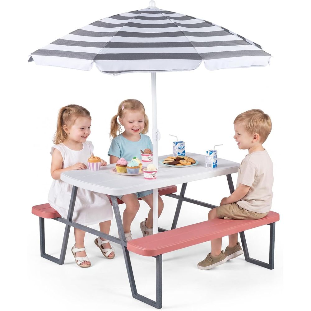 Kids Outdoor Table With Umbrella - Meja Piknik Anak, Set Meja &