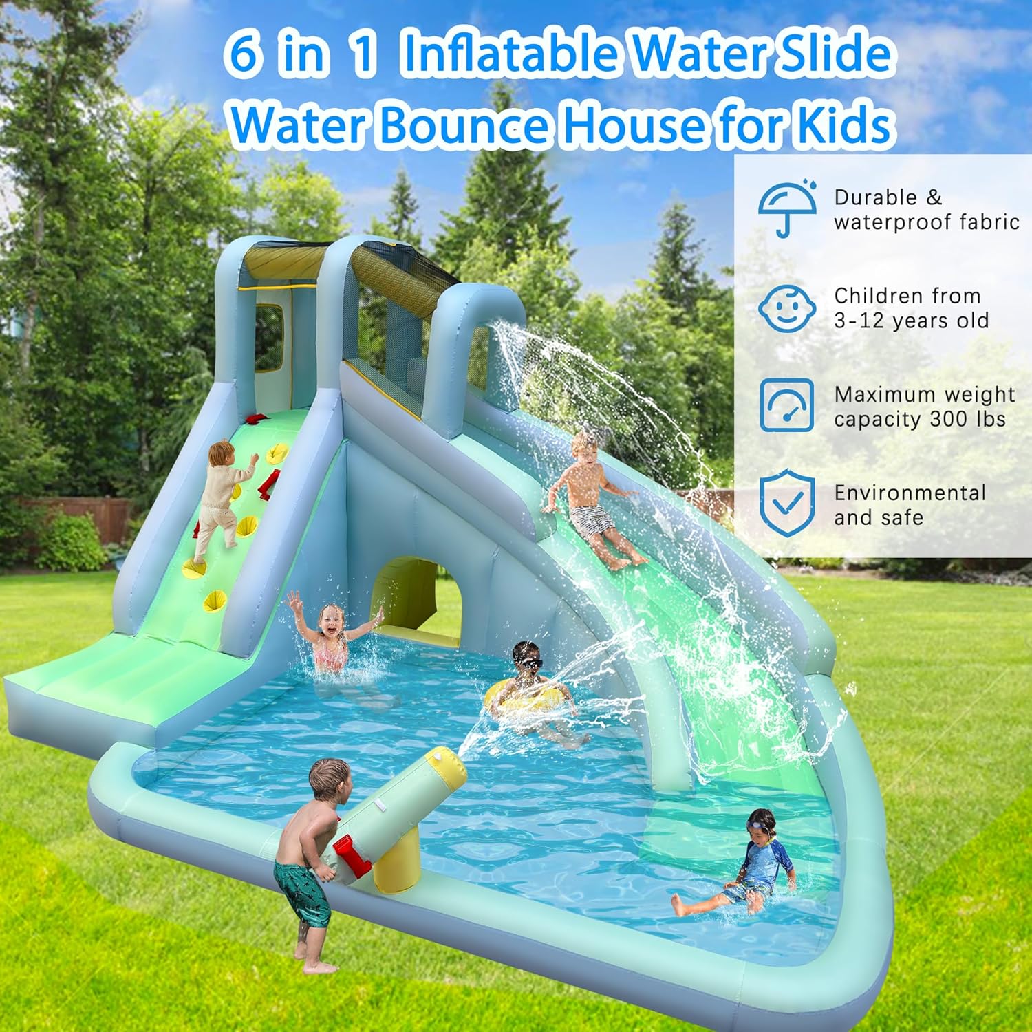 Kolam Renang Tiup Anak 6-in-1, - Kids Outdoor Bounce House ulasan dan harga