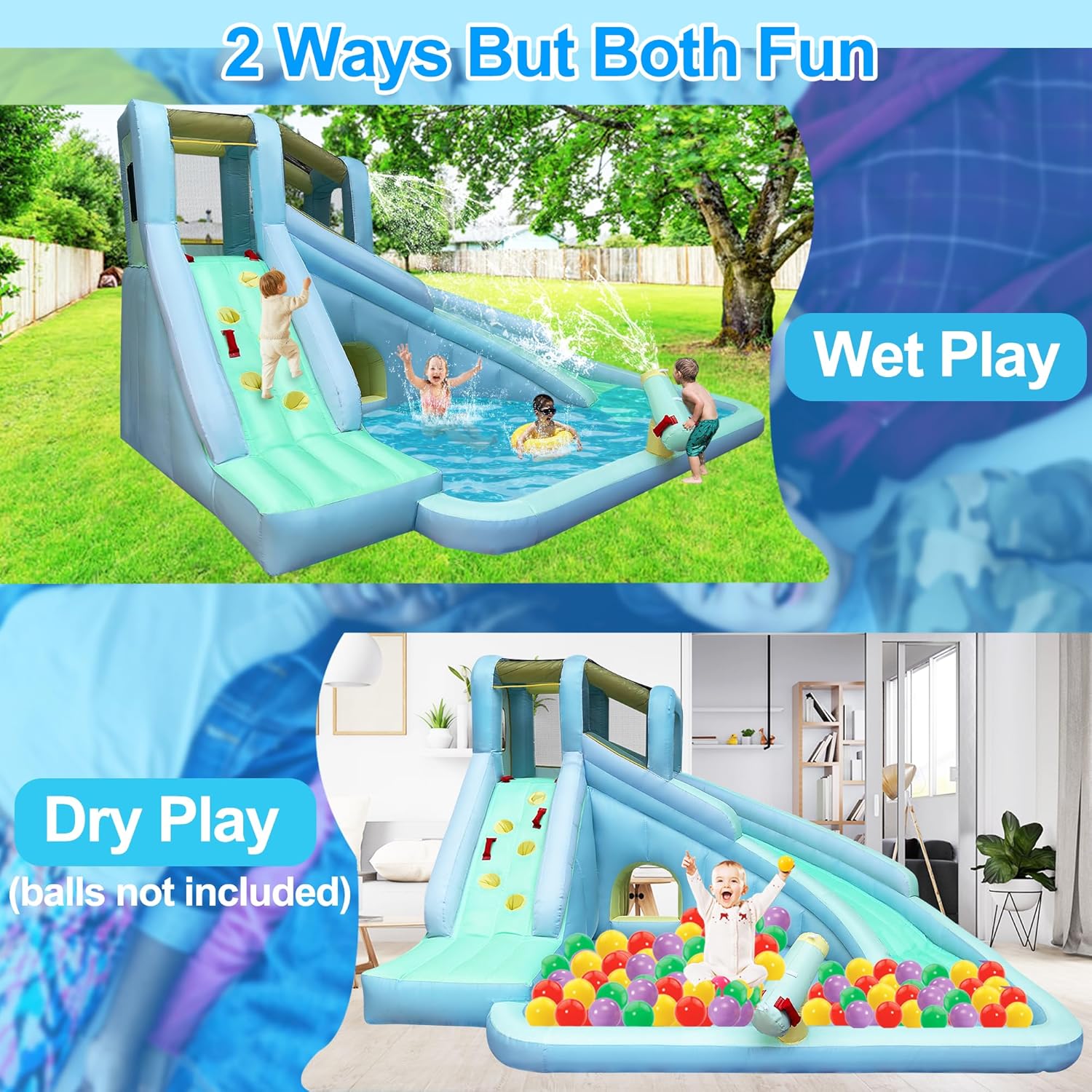 Kolam Renang Tiup Anak 6-in-1, - Kids Outdoor Bounce House ulasan dan harga