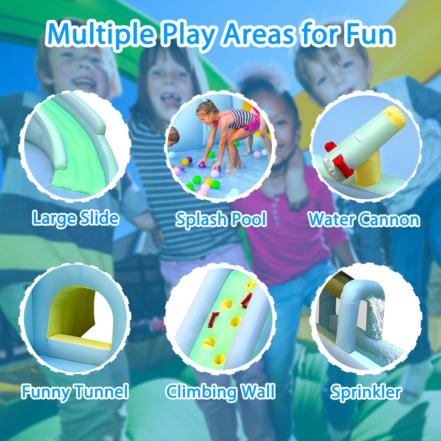 Kolam Renang Tiup Anak 6-in-1, - Kids Outdoor Bounce House ulasan dan harga
