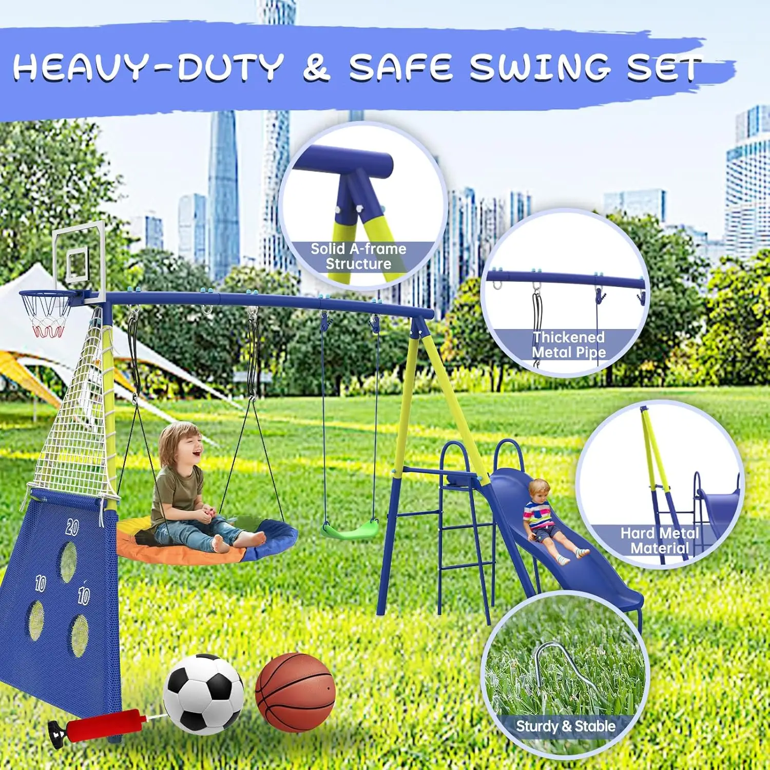 Ayunan Taman untuk Halaman Bel - Kids Outdoor Swing Set With Slide ulasan dan harga