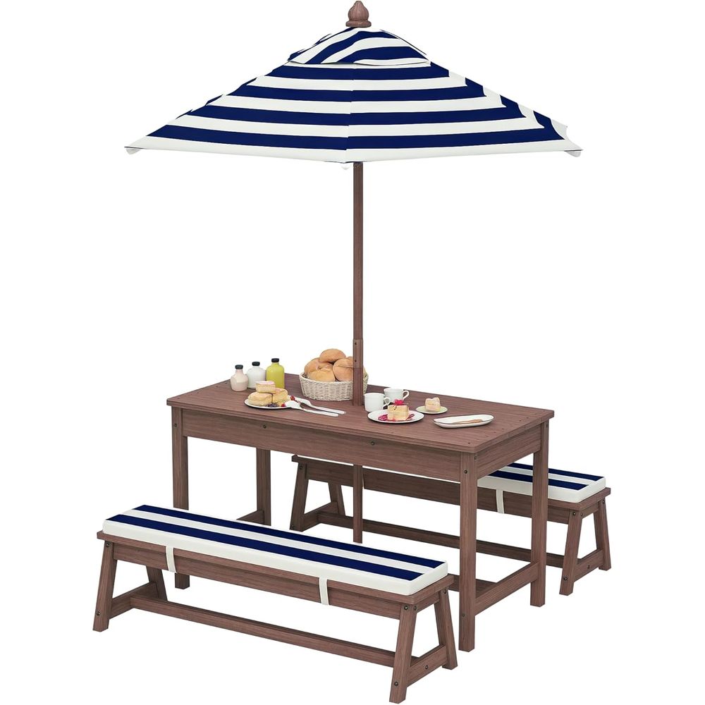 Meja Piknik Anak Qaba, Set Mej - Kids Outdoor Table With Umbrella ulasan dan harga