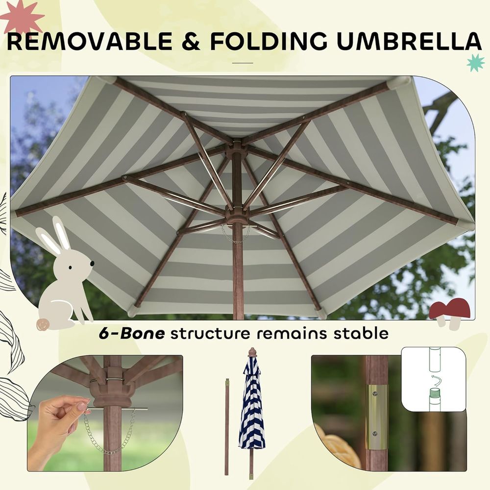 Meja Piknik Anak Qaba, Set Mej - Kids Outdoor Table With Umbrella ulasan dan harga