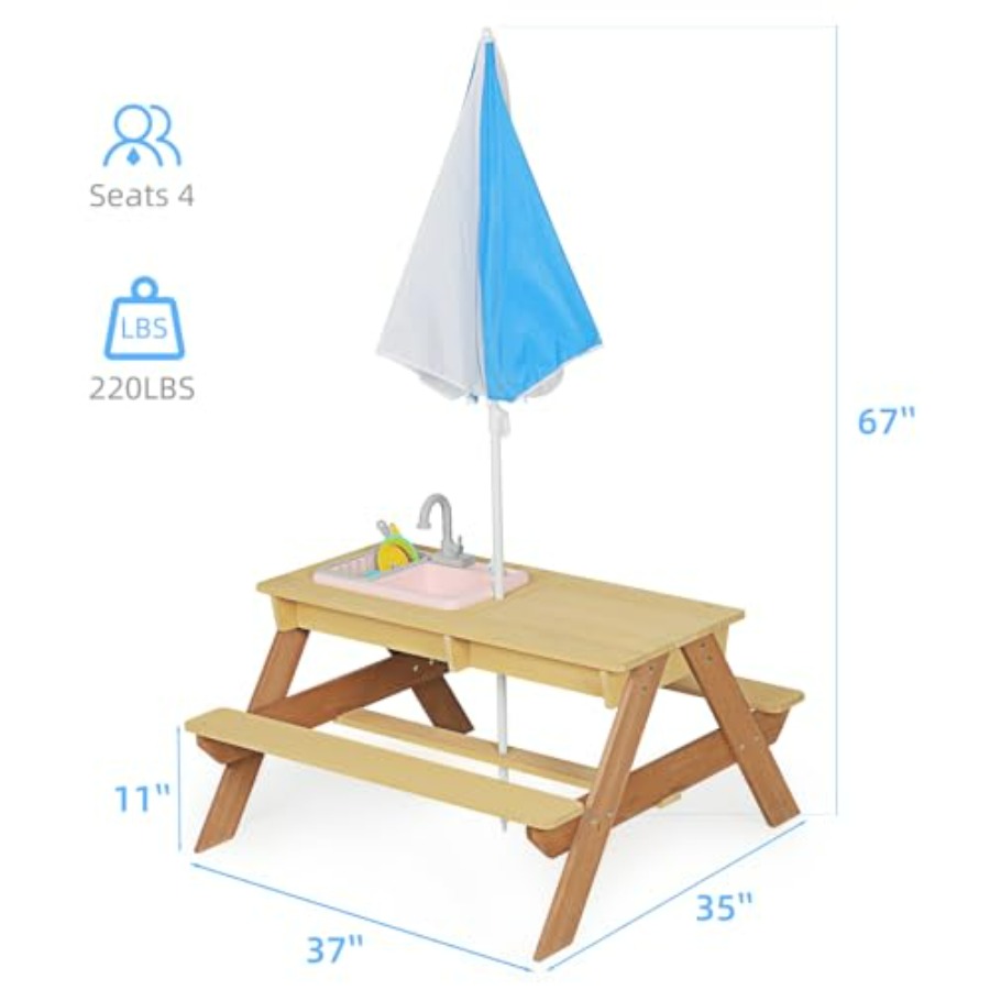 Meja piknik anak-anak untuk lu - Kids Outdoor Table With Umbrella ulasan dan harga