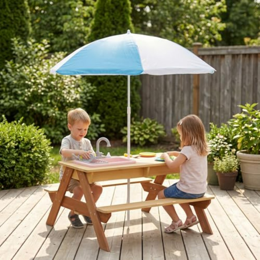 Meja piknik anak-anak untuk lu - Kids Outdoor Table With Umbrella ulasan dan harga