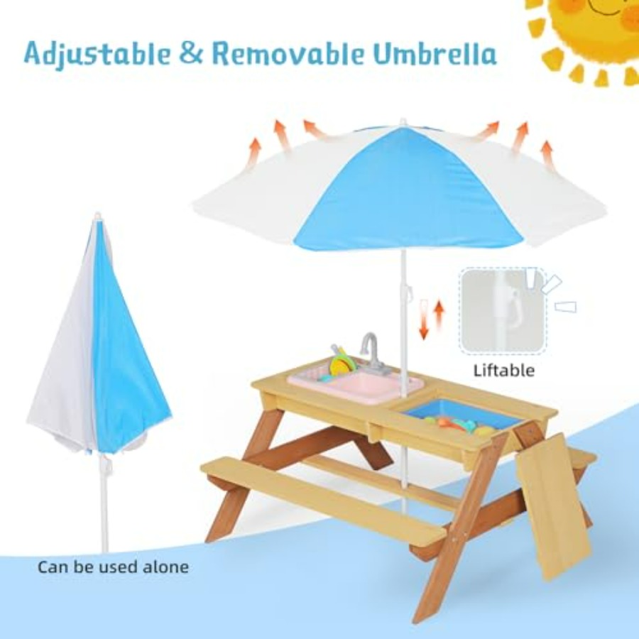 Meja piknik anak-anak untuk lu - Kids Outdoor Table With Umbrella ulasan dan harga