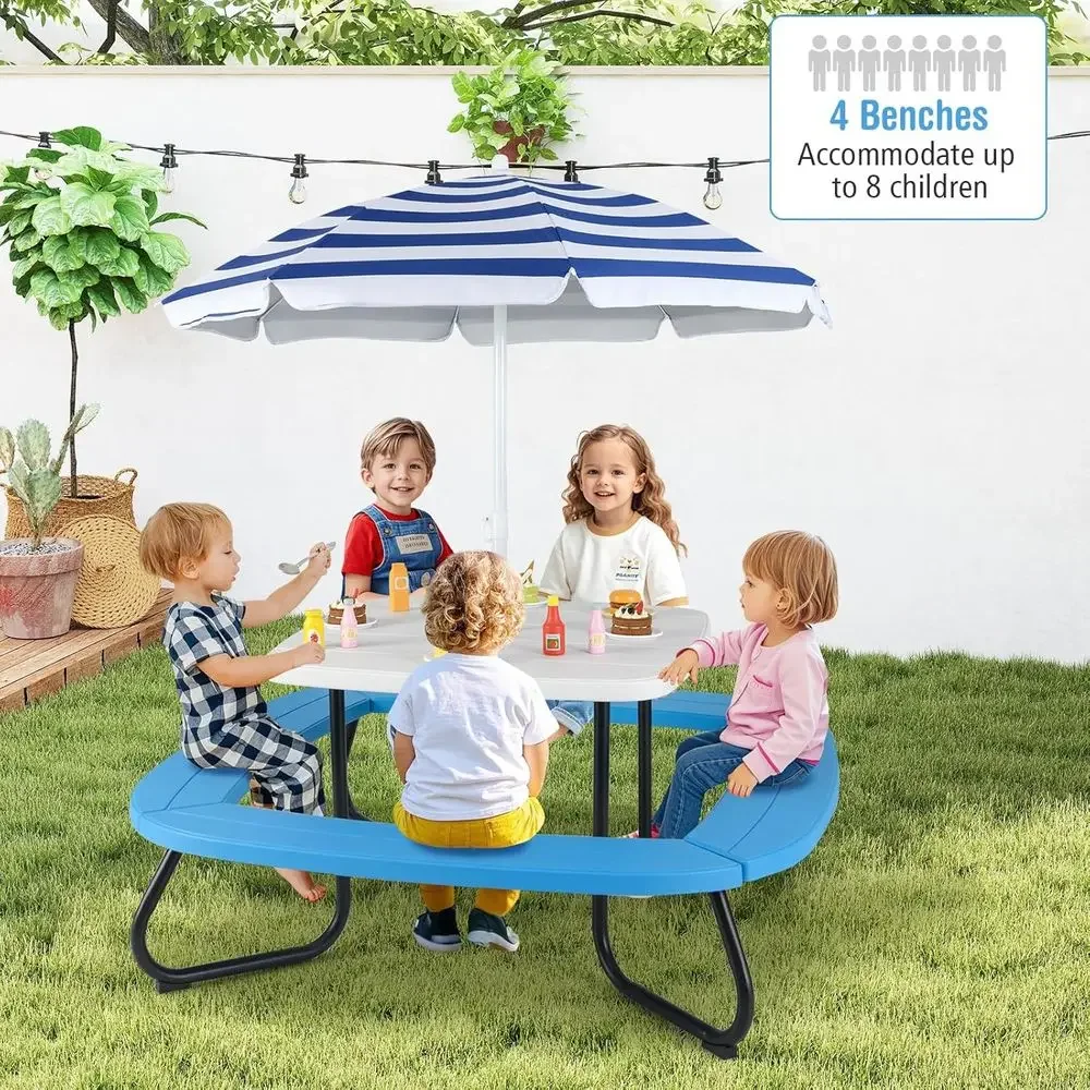 Meja Piknik Anak 8 Orang denga - Kids Outdoor Table With Umbrella ulasan dan harga