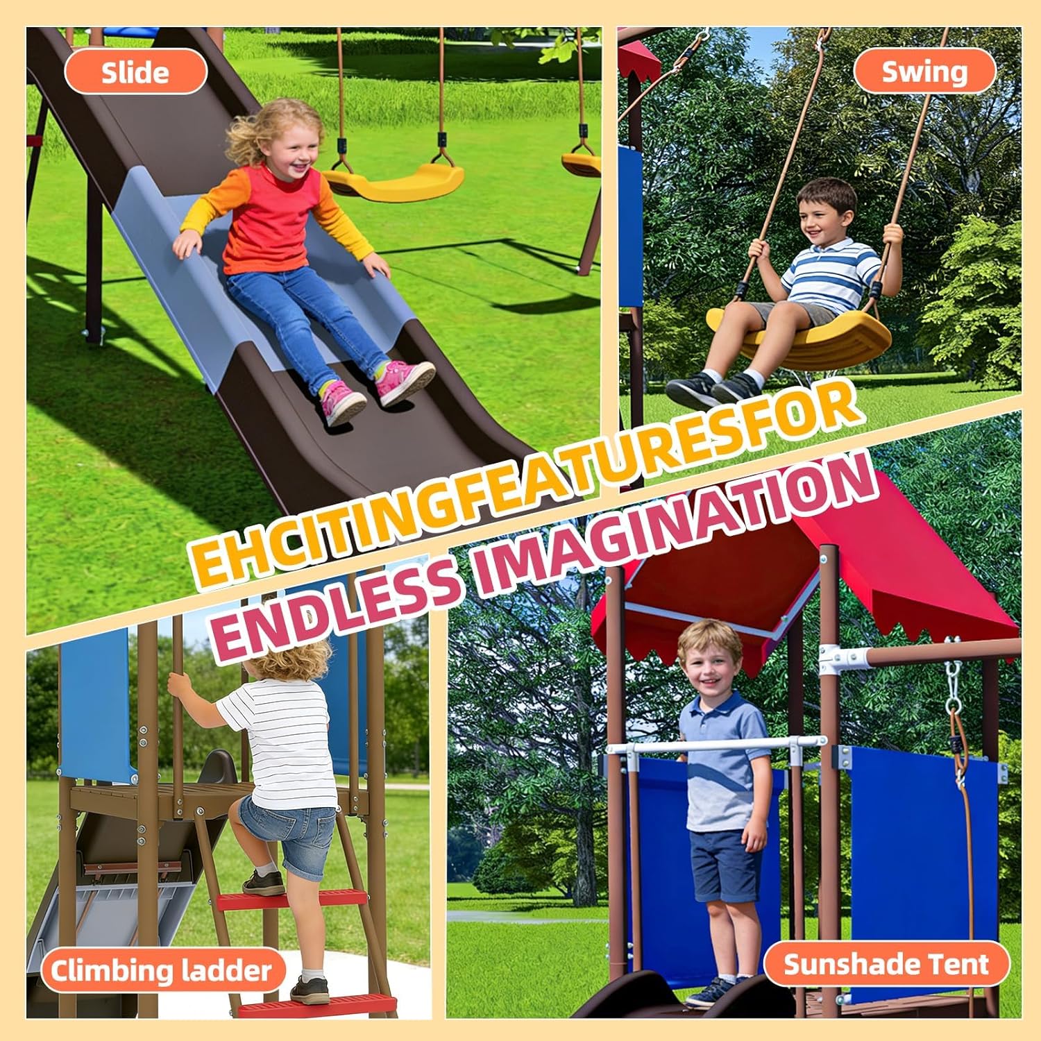 Ayunan Logam untuk Anak-anak d - Kids Outdoor Swing Set With Slide ulasan dan harga