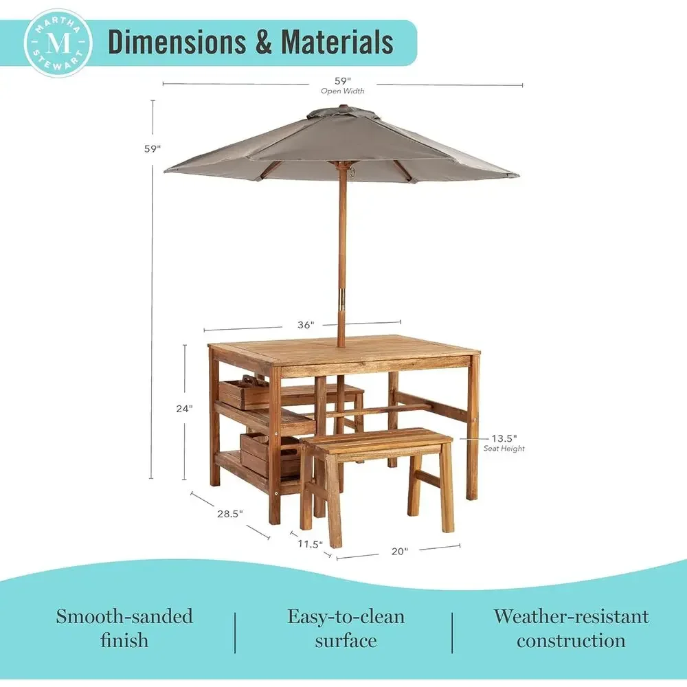 Set Meja Aktivitas Anak Luar R - Kids Outdoor Table With Umbrella ulasan dan harga