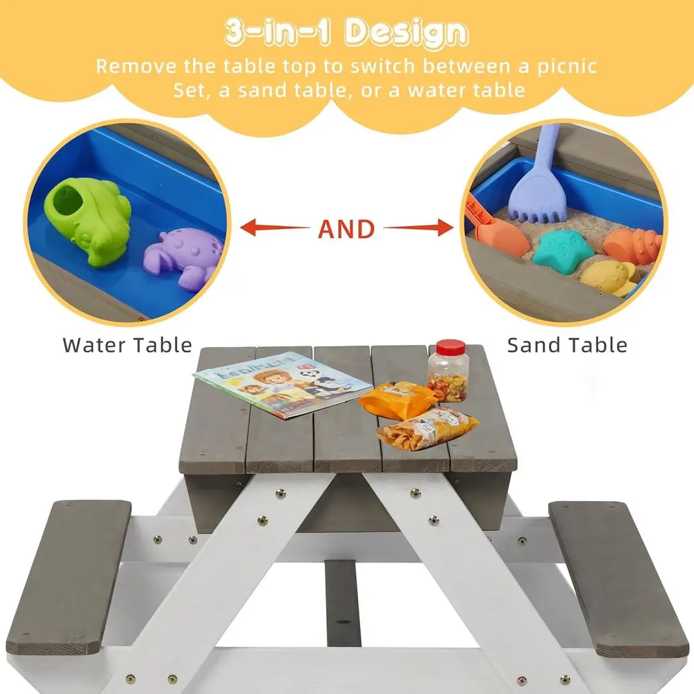 Meja Piknik Kayu 3-in-1 yang D - Kids Outdoor Table With Umbrella ulasan dan harga