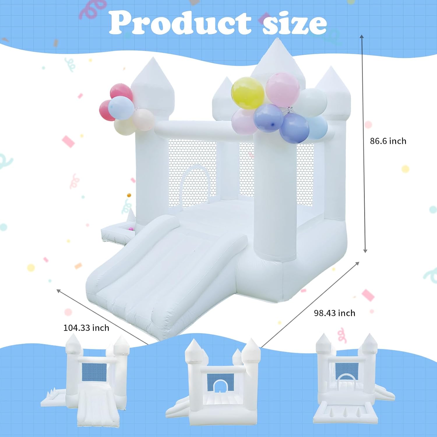 Rumah Loncat Putih, Istana Lon - Kids Outdoor Bounce House ulasan dan harga