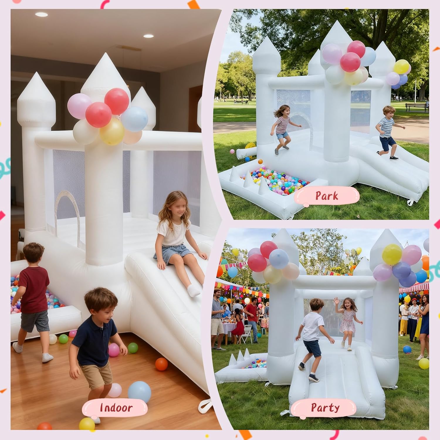 Rumah Loncat Putih, Istana Lon - Kids Outdoor Bounce House ulasan dan harga