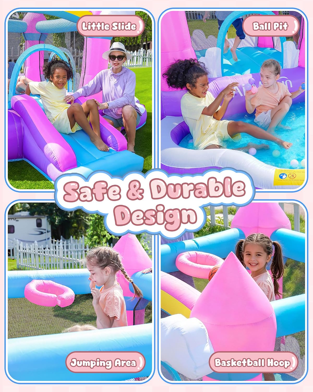 Rumah Loncat Tiup Warna Pink u - Kids Outdoor Bounce House ulasan dan harga