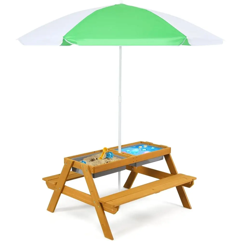Meja Piknik Anak 3-in-1 yang D - Kids Outdoor Table With Umbrella ulasan dan harga