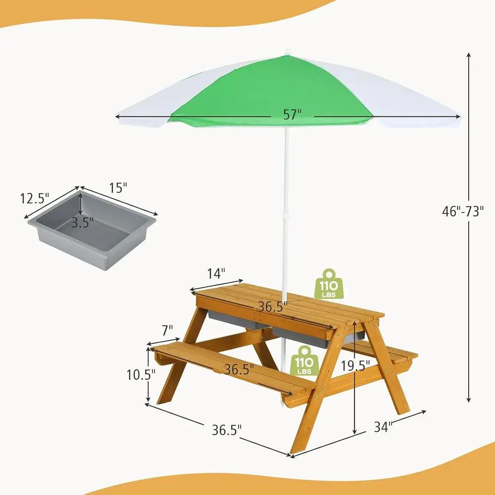Meja Piknik Anak 3-in-1 yang D - Kids Outdoor Table With Umbrella ulasan dan harga
