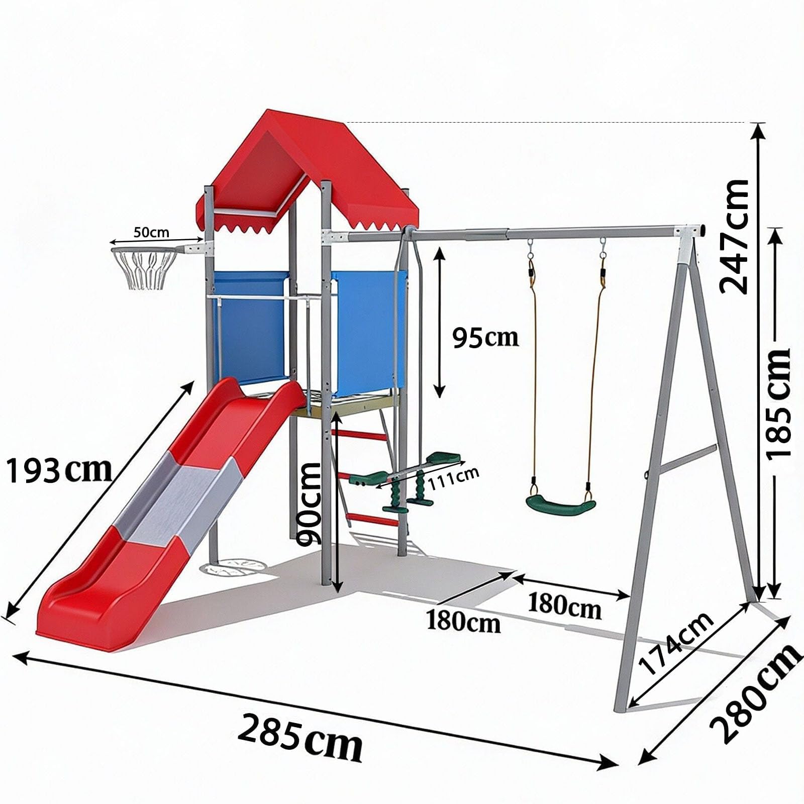 Set Ayunan Logam 5-in-1 Dengan - Kids Outdoor Swing Set With Slide ulasan dan harga