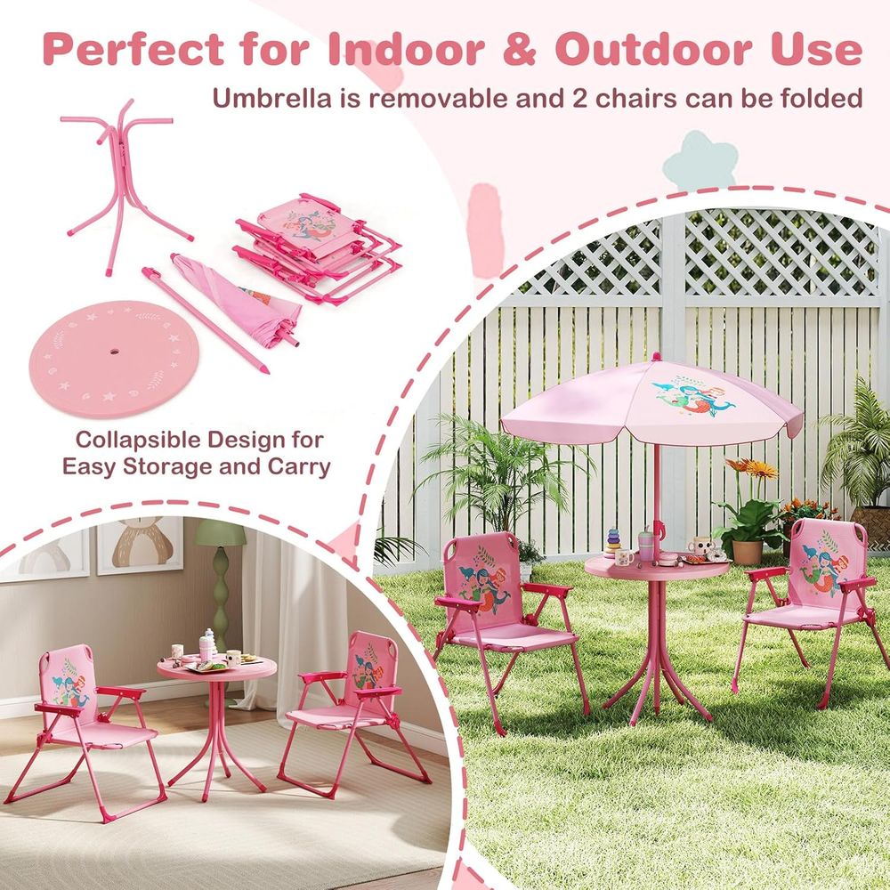 Meja Piknik Anak, Meja Luar Ru - Kids Outdoor Table With Umbrella ulasan dan harga