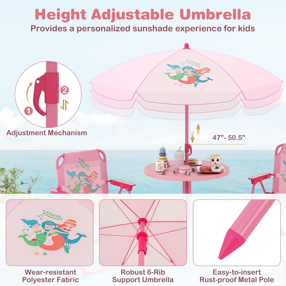 Meja Piknik Anak, Meja Luar Ru - Kids Outdoor Table With Umbrella ulasan dan harga