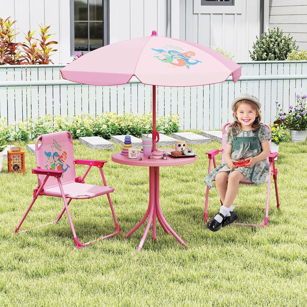Meja Piknik Anak, Meja Luar Ru - Kids Outdoor Table With Umbrella ulasan dan harga