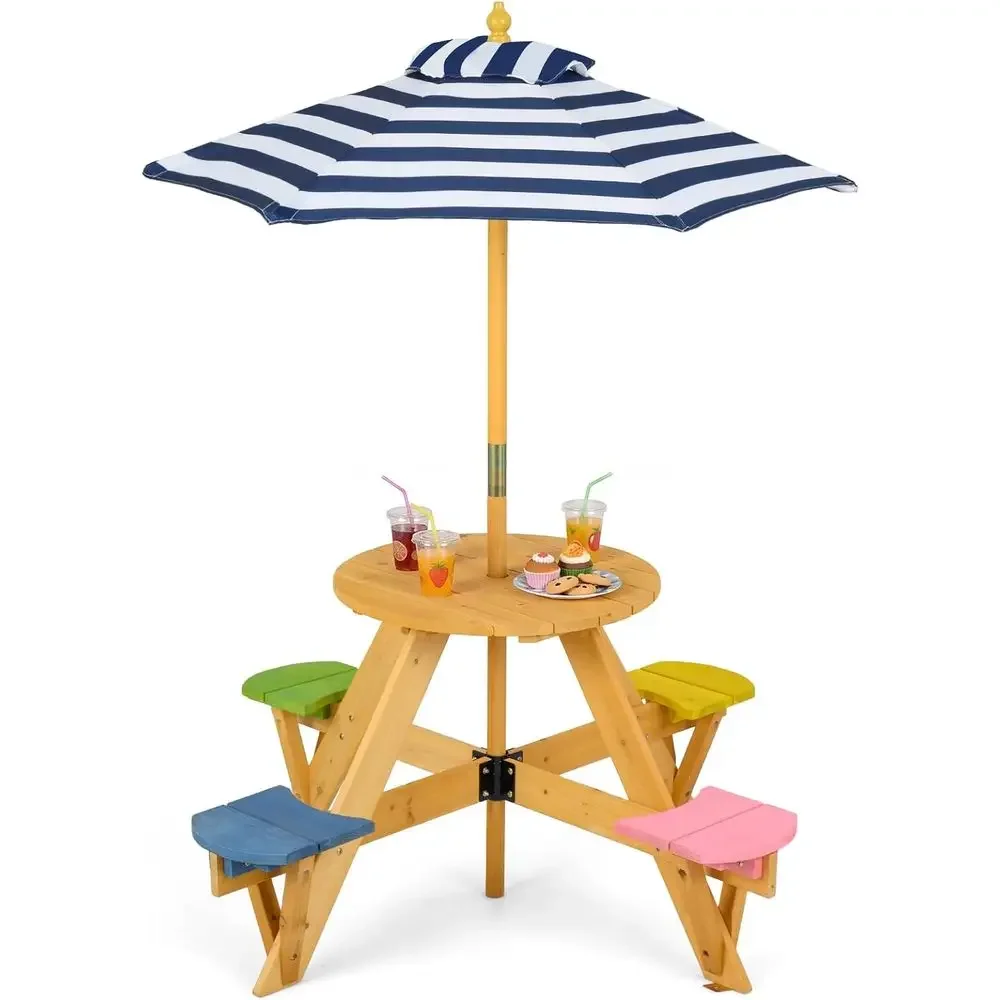 Set Meja Piknik Kayu untuk 4 O - Kids Outdoor Table With Umbrella ulasan dan harga