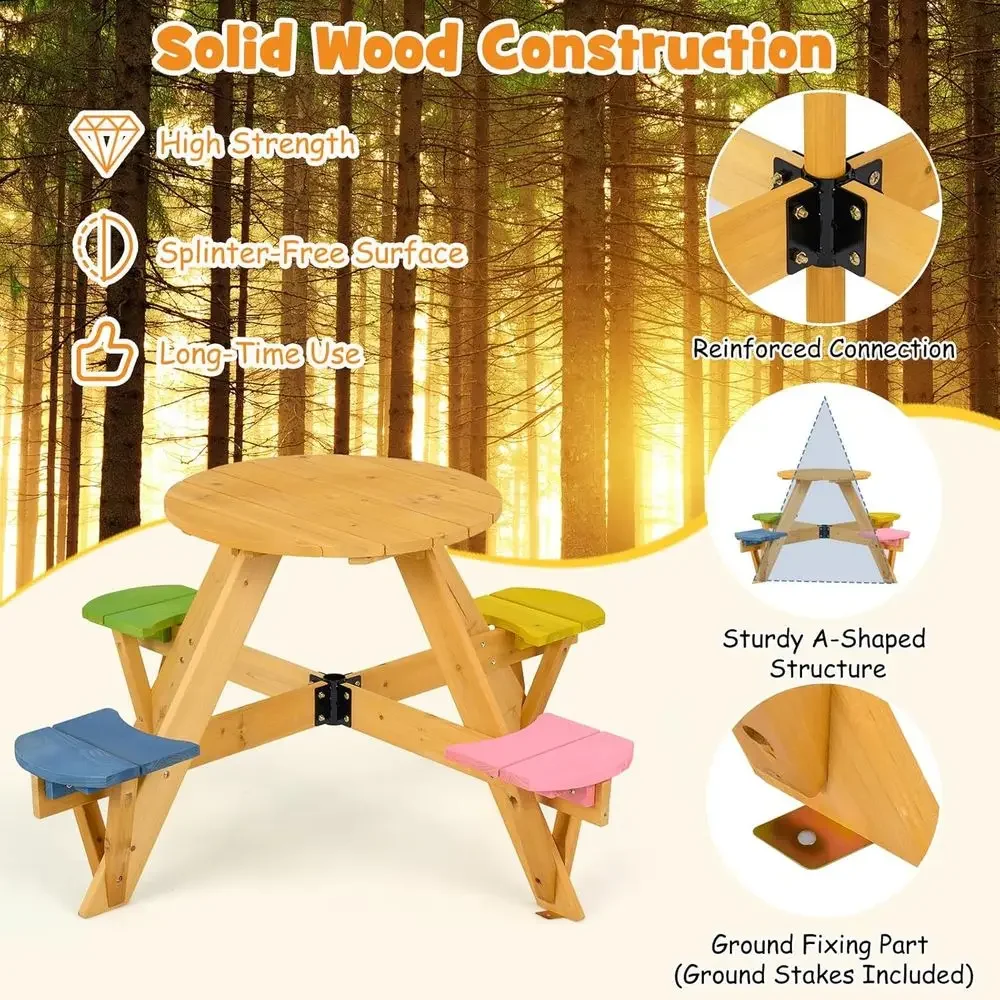 Set Meja Piknik Kayu untuk 4 O - Kids Outdoor Table With Umbrella ulasan dan harga