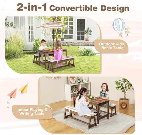 Meja Piknik Anak, Set Meja & B - Kids Outdoor Table With Umbrella ulasan dan harga