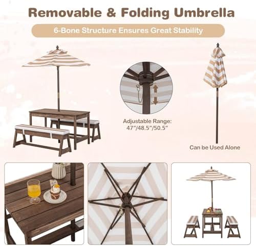 Meja Piknik Anak, Set Meja & B - Kids Outdoor Table With Umbrella ulasan dan harga
