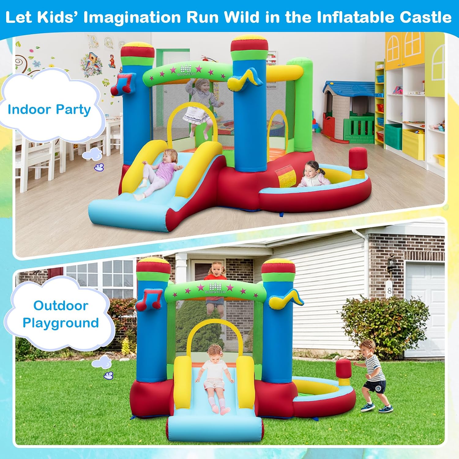Rumah Loncat Tiup dengan Kolam - Kids Outdoor Bounce House ulasan dan harga