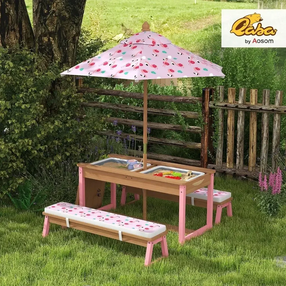 Set Meja Piknik Kayu dengan Pa - Kids Outdoor Table With Umbrella ulasan dan harga
