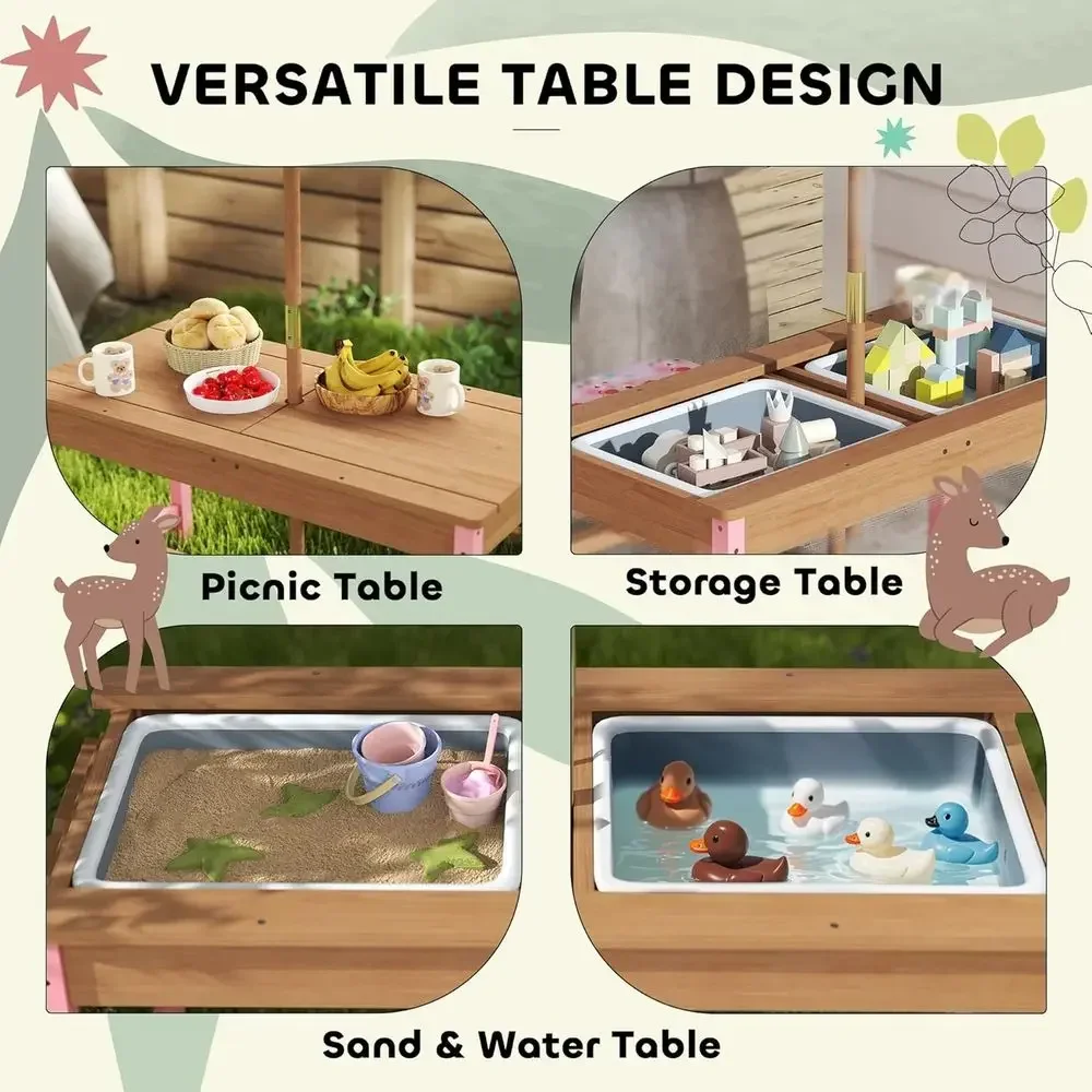 Set Meja Piknik Kayu dengan Pa - Kids Outdoor Table With Umbrella ulasan dan harga