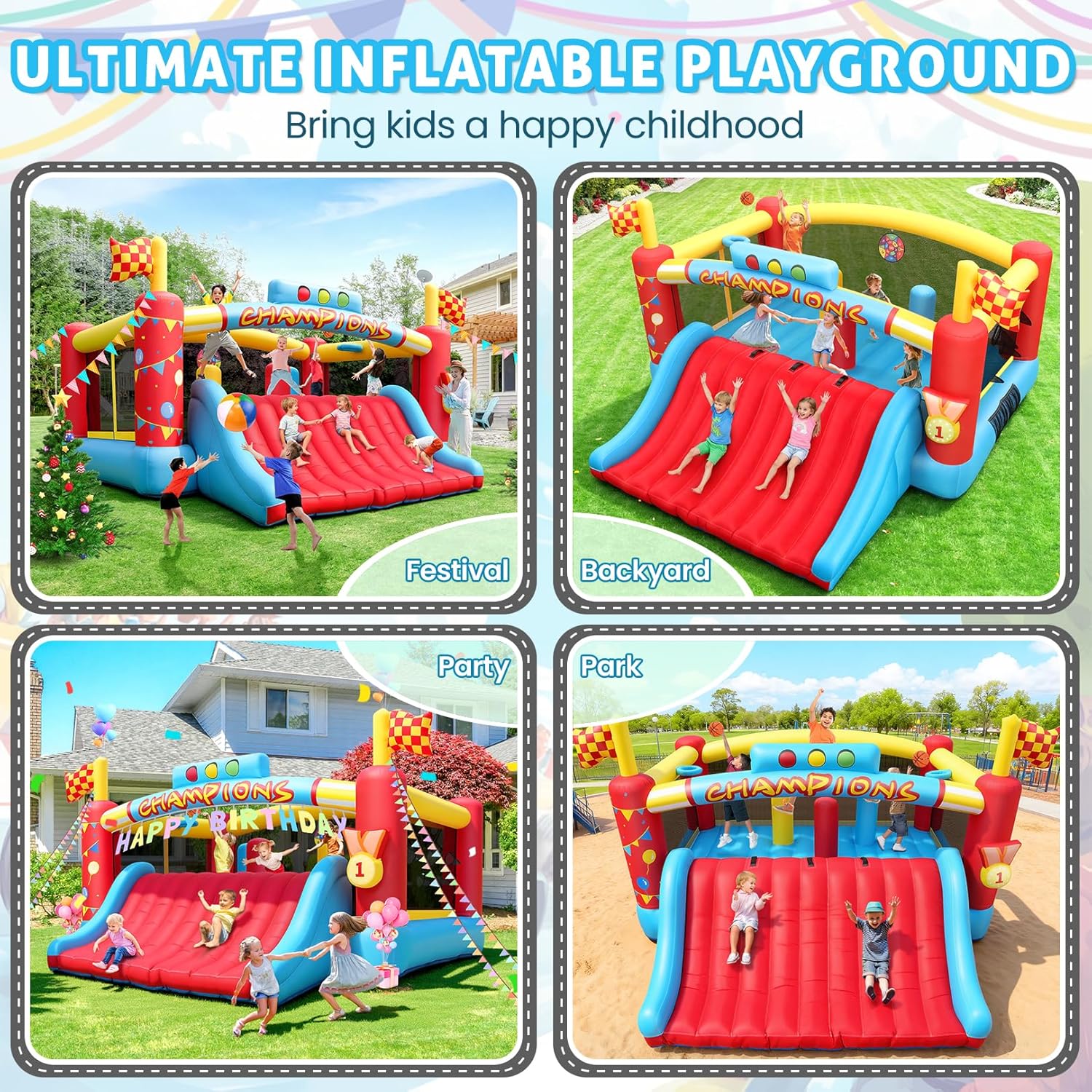 Rumah Loncat Tiup Besar untuk  - Kids Outdoor Bounce House ulasan dan harga