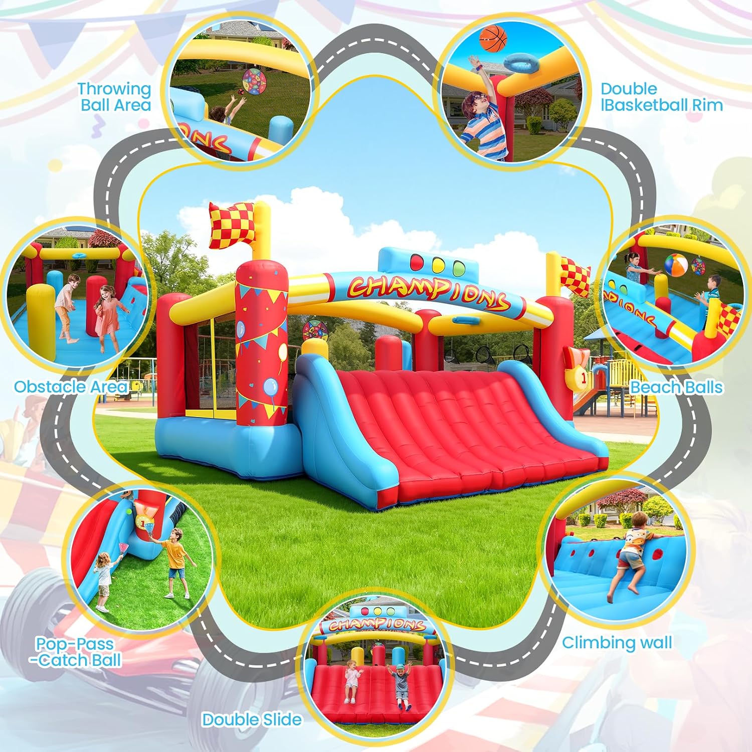 Rumah Loncat Tiup Besar untuk  - Kids Outdoor Bounce House ulasan dan harga