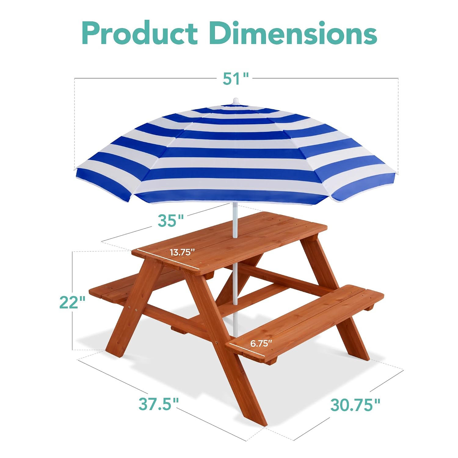 Meja Piknik Anak dari Kayu den - Kids Outdoor Table With Umbrella ulasan dan harga