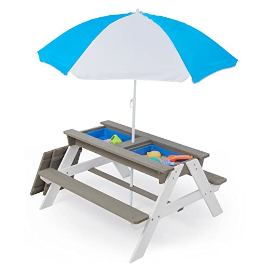 Meja piknik teras luar ruangan - Kids Outdoor Table With Umbrella ulasan dan harga
