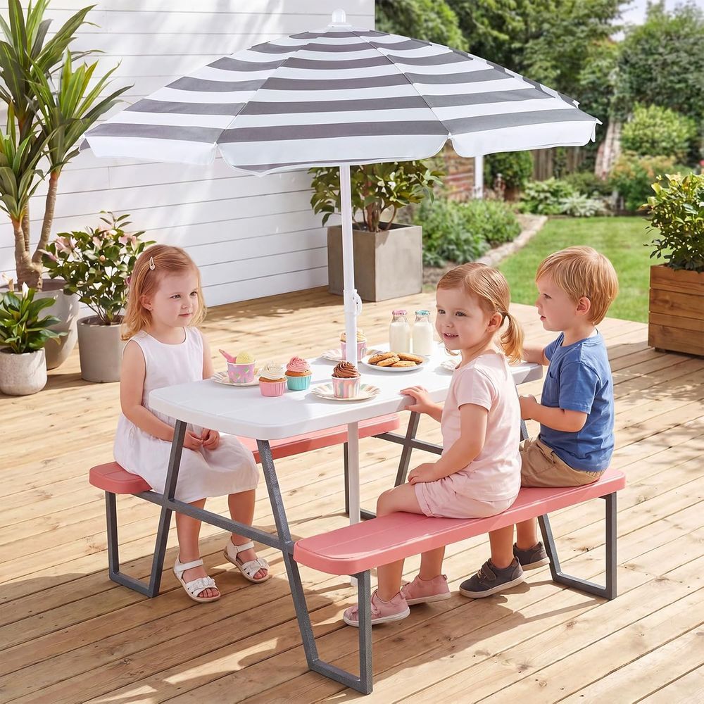 Meja Piknik Anak, Set Meja & B - Kids Outdoor Table With Umbrella ulasan dan harga