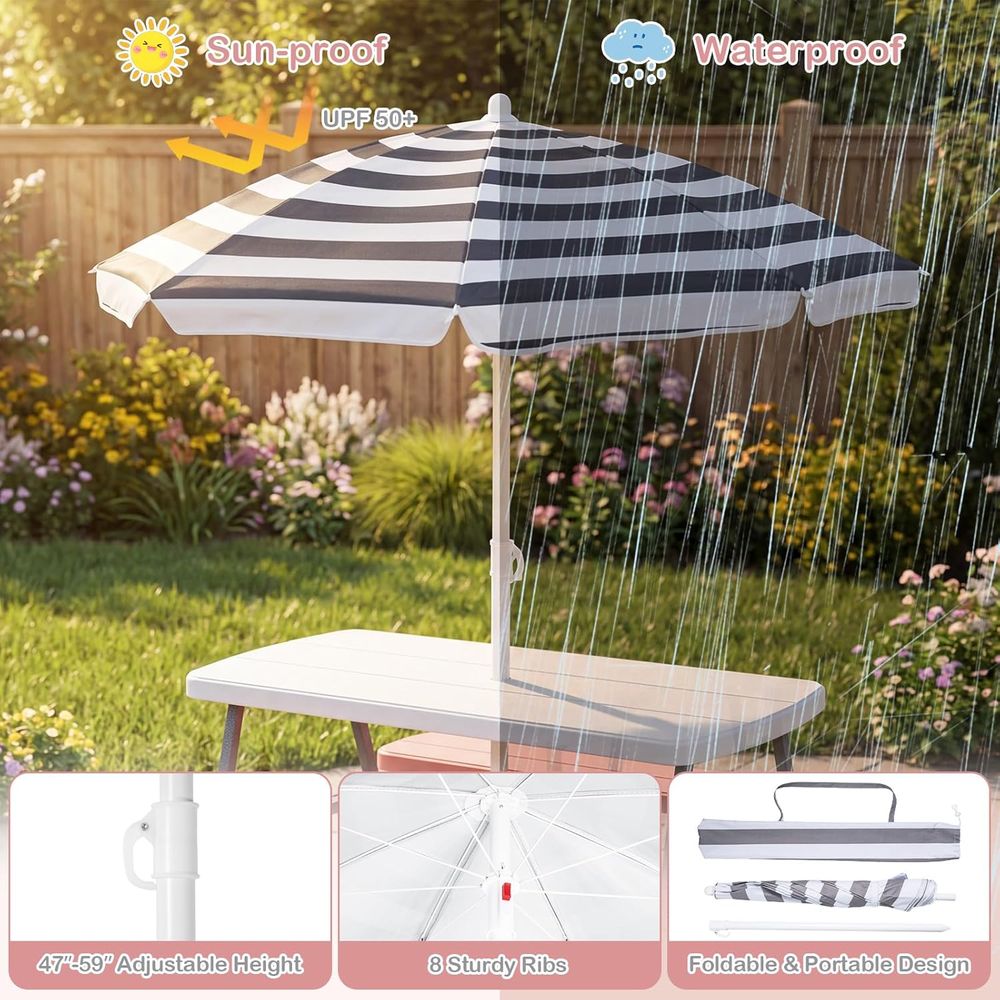 Meja Piknik Anak, Set Meja & B - Kids Outdoor Table With Umbrella ulasan dan harga